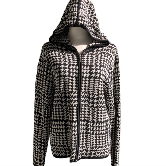 Houndstooth Zip Up Hooded Jacket 